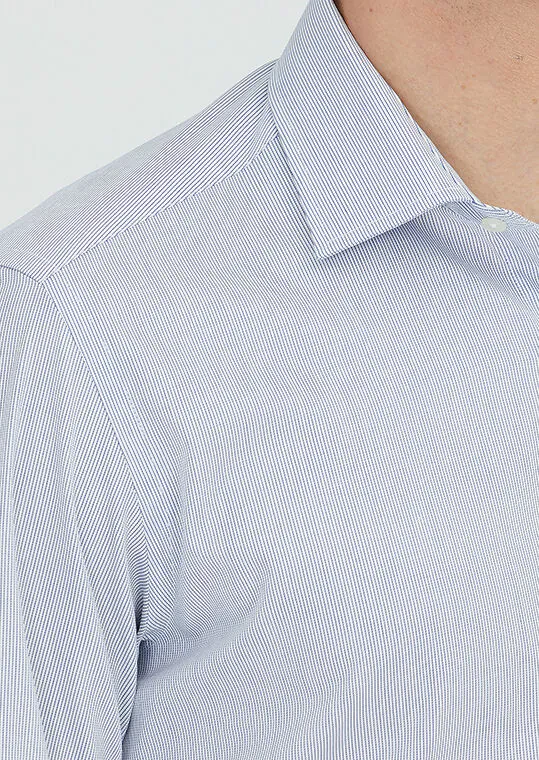 Açık Mavi Regular Fit Dokuma Klasik %100 Pamuk Gömlek - 3