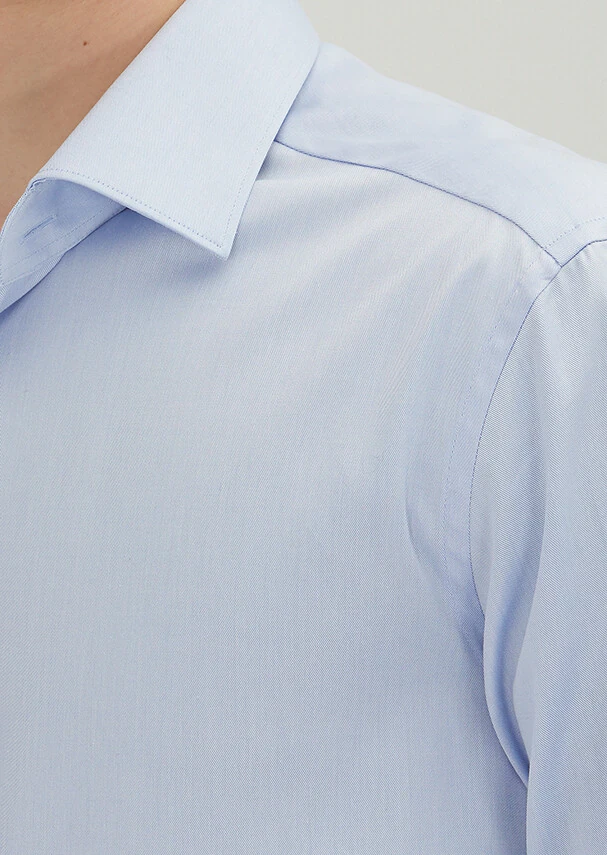 Açık Mavi Regular Fit Ütü İstemeyen Dokuma Klasik %100 Pamuk Gömlek - 5