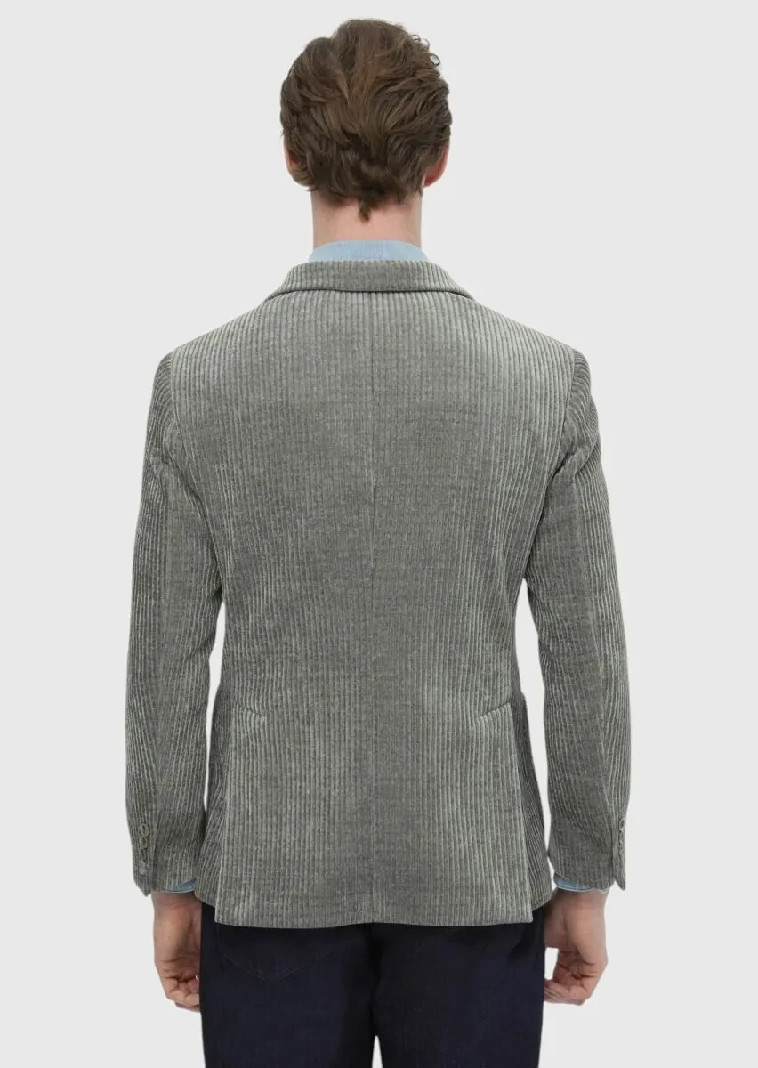 Açık Yeşil Desenli Shirt Shoulder Slim Fit Ceket - 6