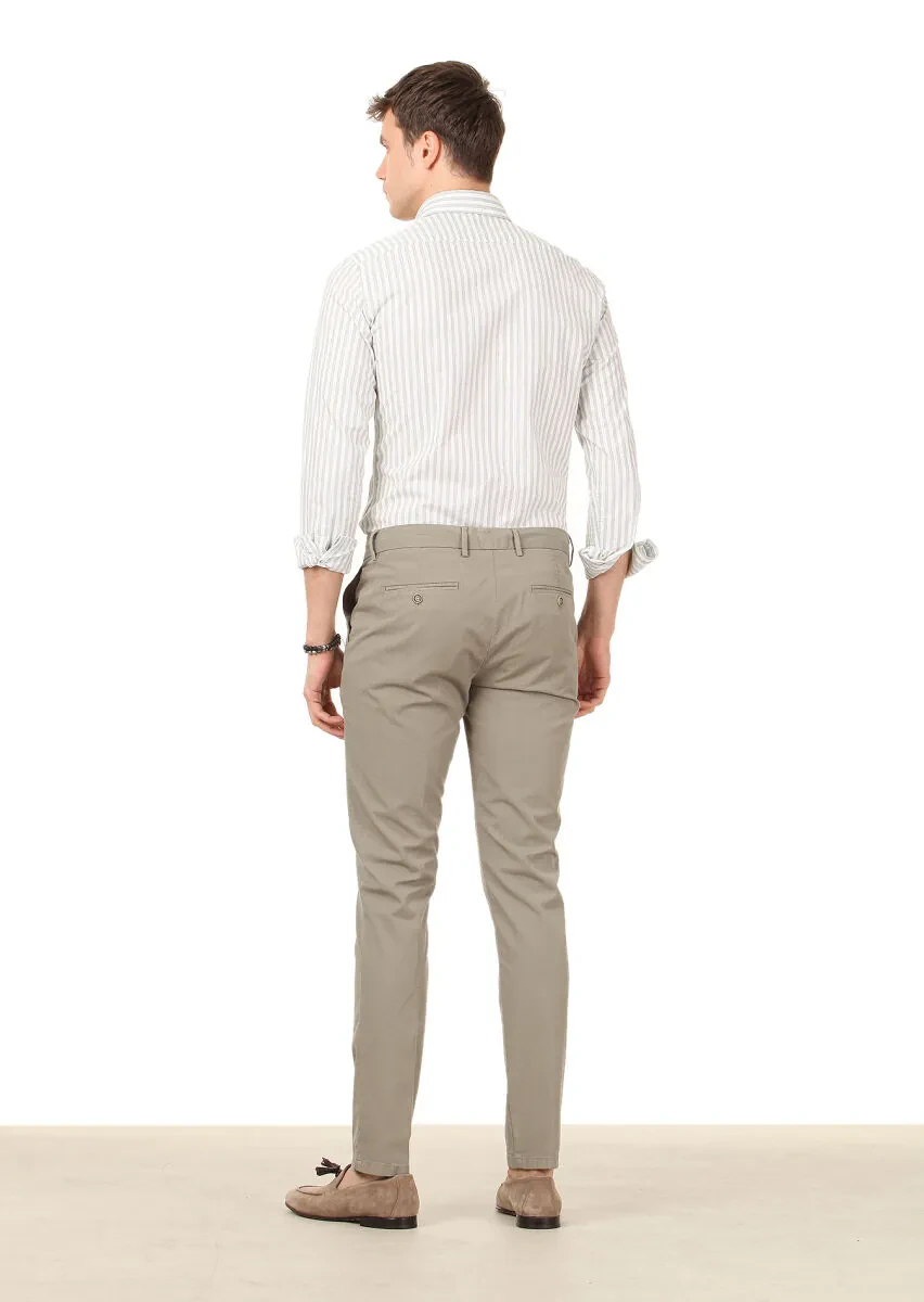 Açık Yeşil Dokuma Regular Fit Casual Pamuk Karışımlı Pantolon - 4