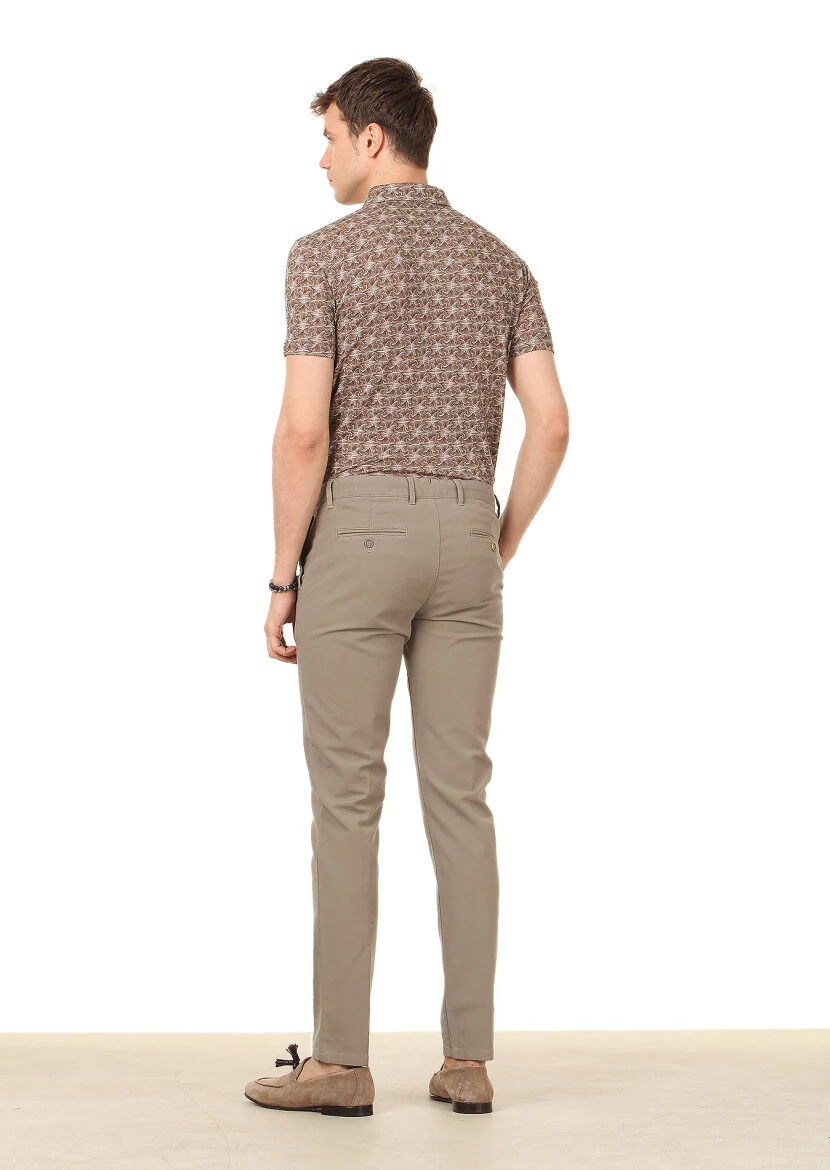 Açık Yeşil Düz Dokuma Regular Fit Casual Pamuk Karışımlı Pantolon - 4