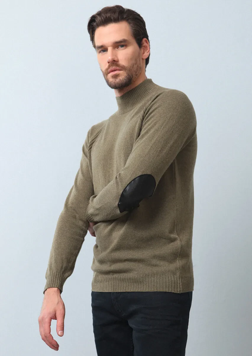 Açık Yeşil Düz Örgü Yün Karışımlı Triko Kazak - 4