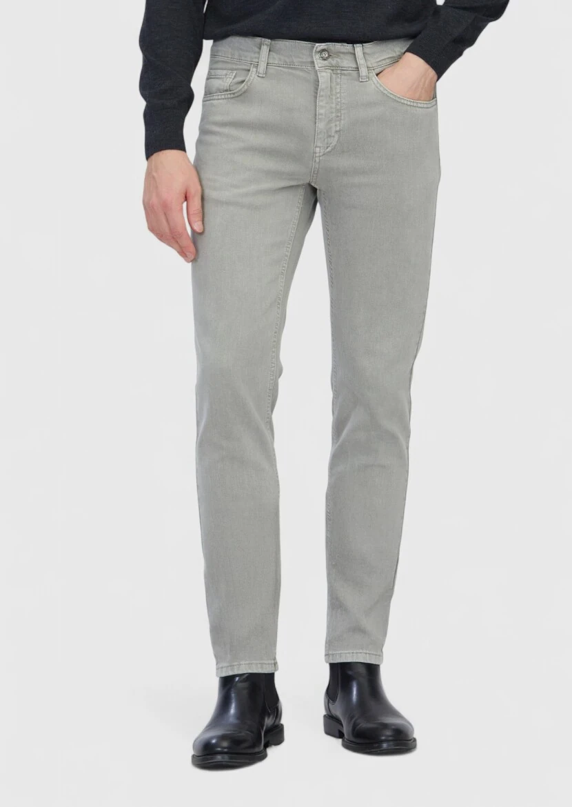 Açık Yeşil Düz Slim Fit Denim Pamuk Karışımlı Pantolon - RAMSEY