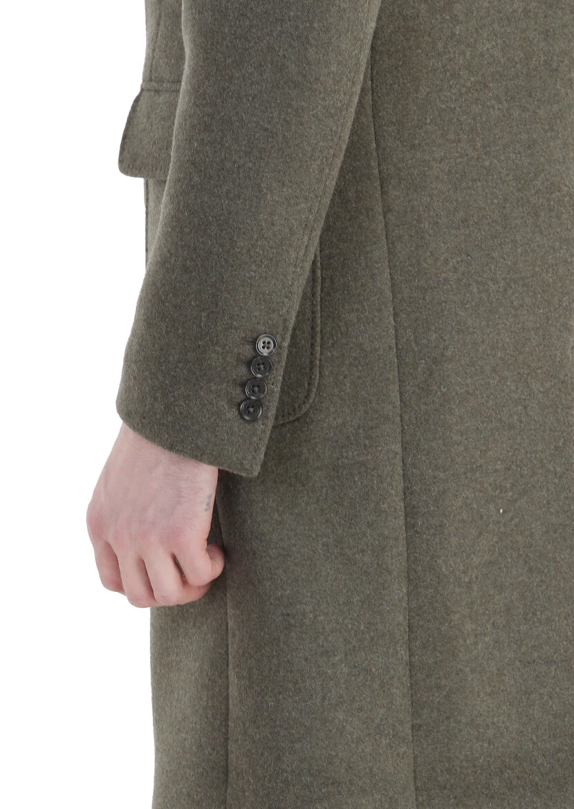 Açık Yeşil Regular Fit Kruvaze Yaka Casual Dokuma Palto - 6