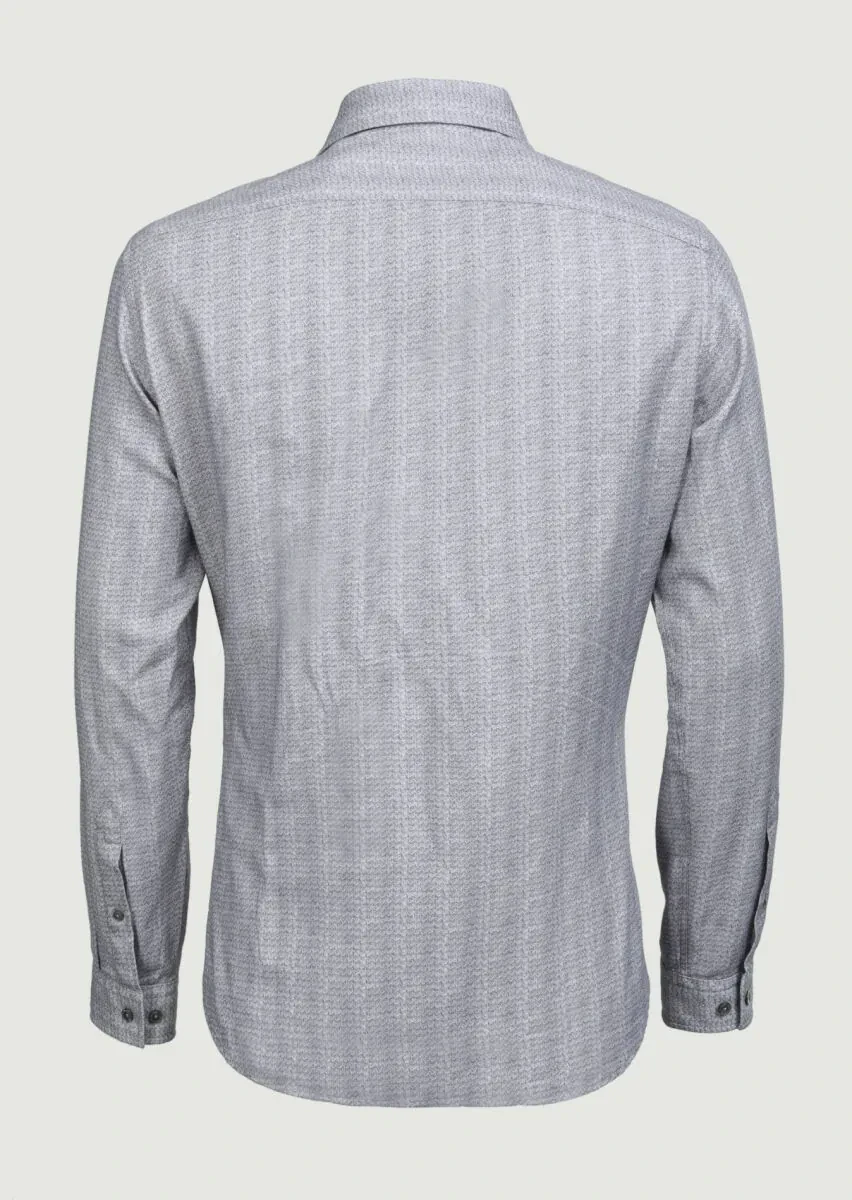 Antrasit Baskılı Slim Fit Dokuma Casual %100 Pamuk Gömlek - 7