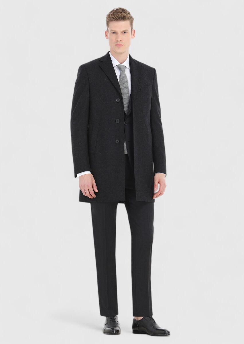 Antrasit Çizgili Thin&taller Slim Fit %100 Yün Takım Elbise - 3