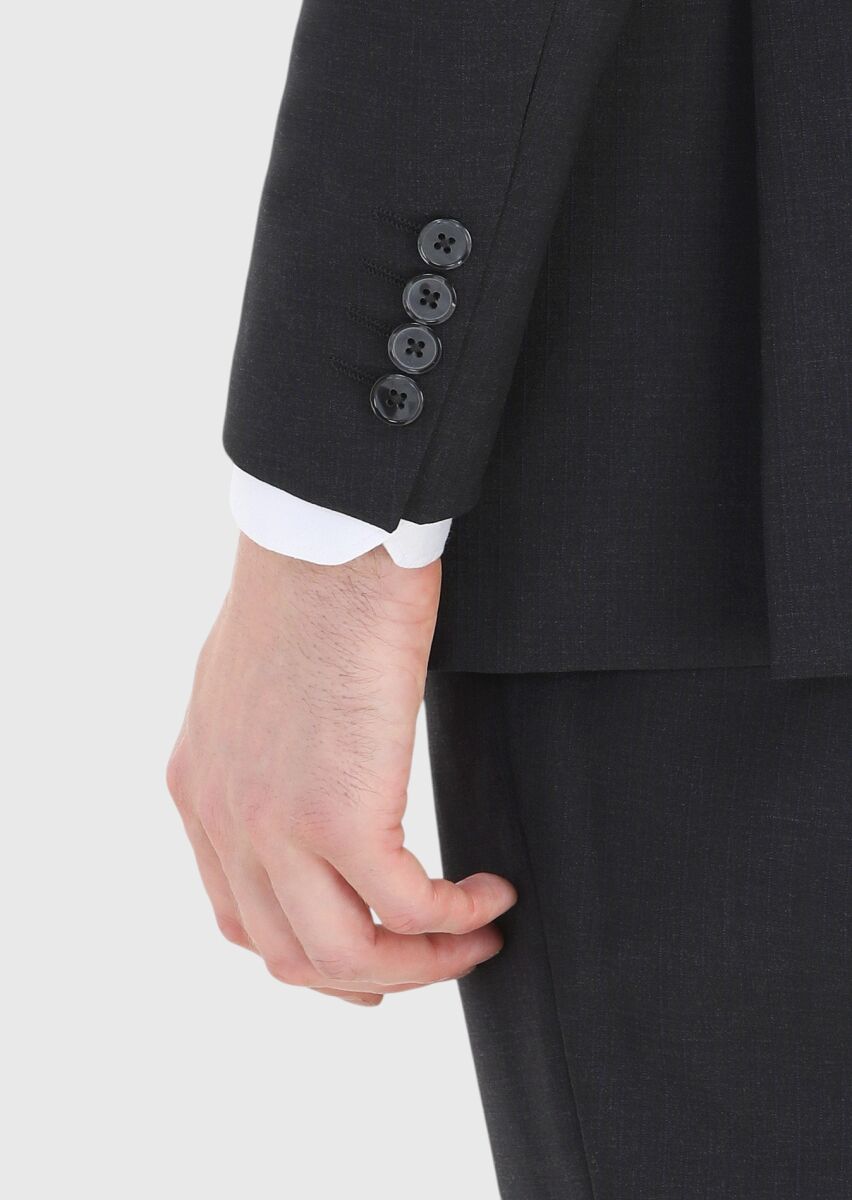 Antrasit Çizgili Thin&taller Slim Fit %100 Yün Takım Elbise - 5