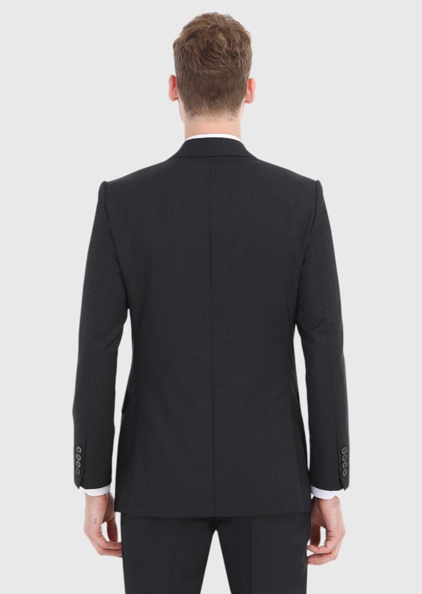 Antrasit Çizgili Thin&taller Slim Fit %100 Yün Takım Elbise - 6
