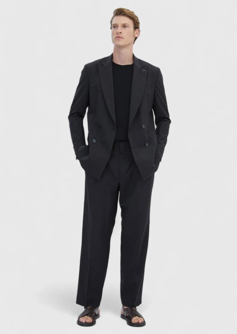 Antrasit Çizgili Zerogravity Slim Fit Yün Karışımlı Takım Elbise - 2