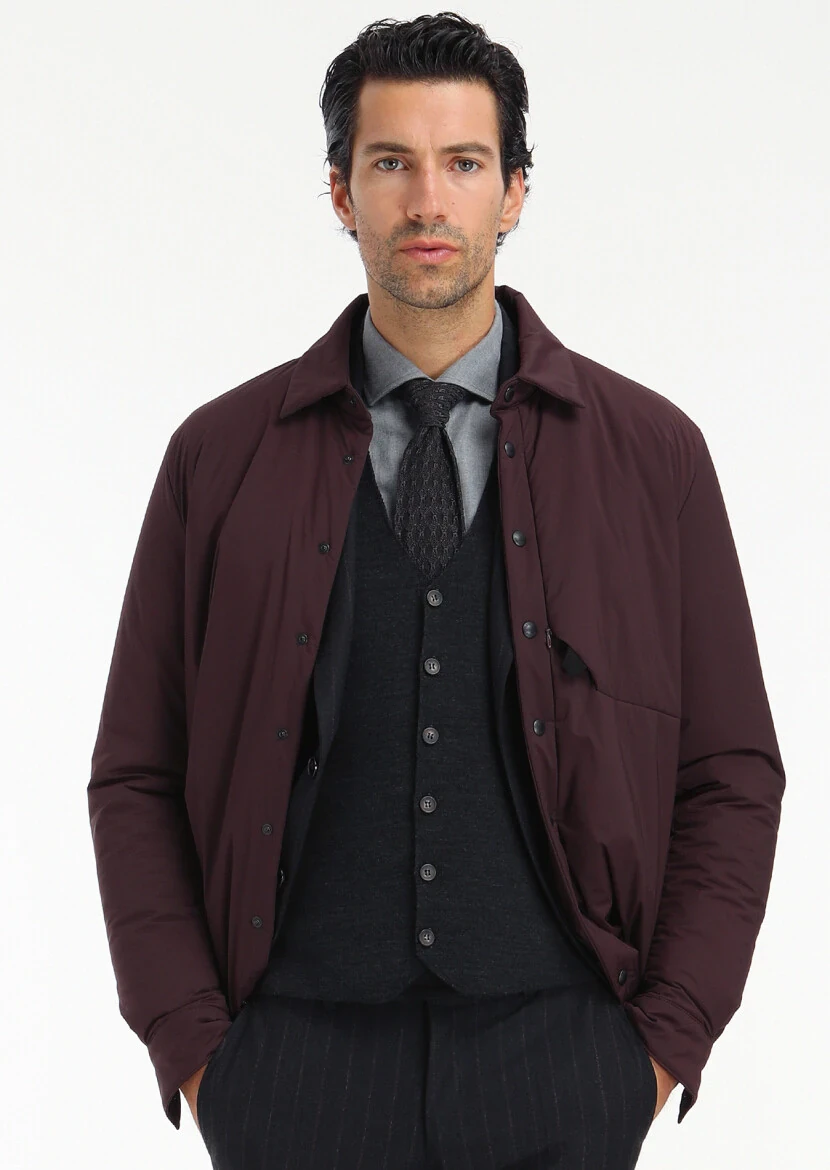 Antrasit Çizgili Zeroweight Slim Fit Yün Karışımlı Takım Elbise - 4