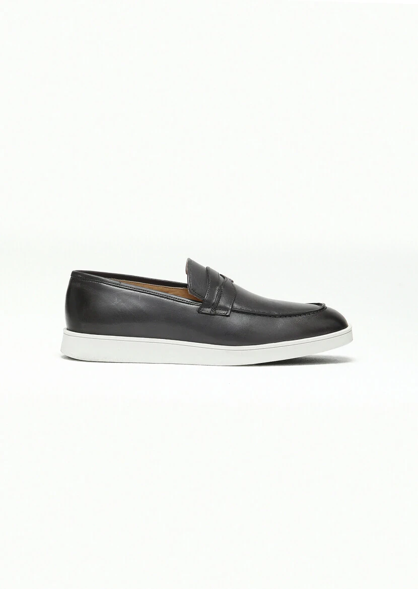 Antrasit Deri Casual Loafer - 1