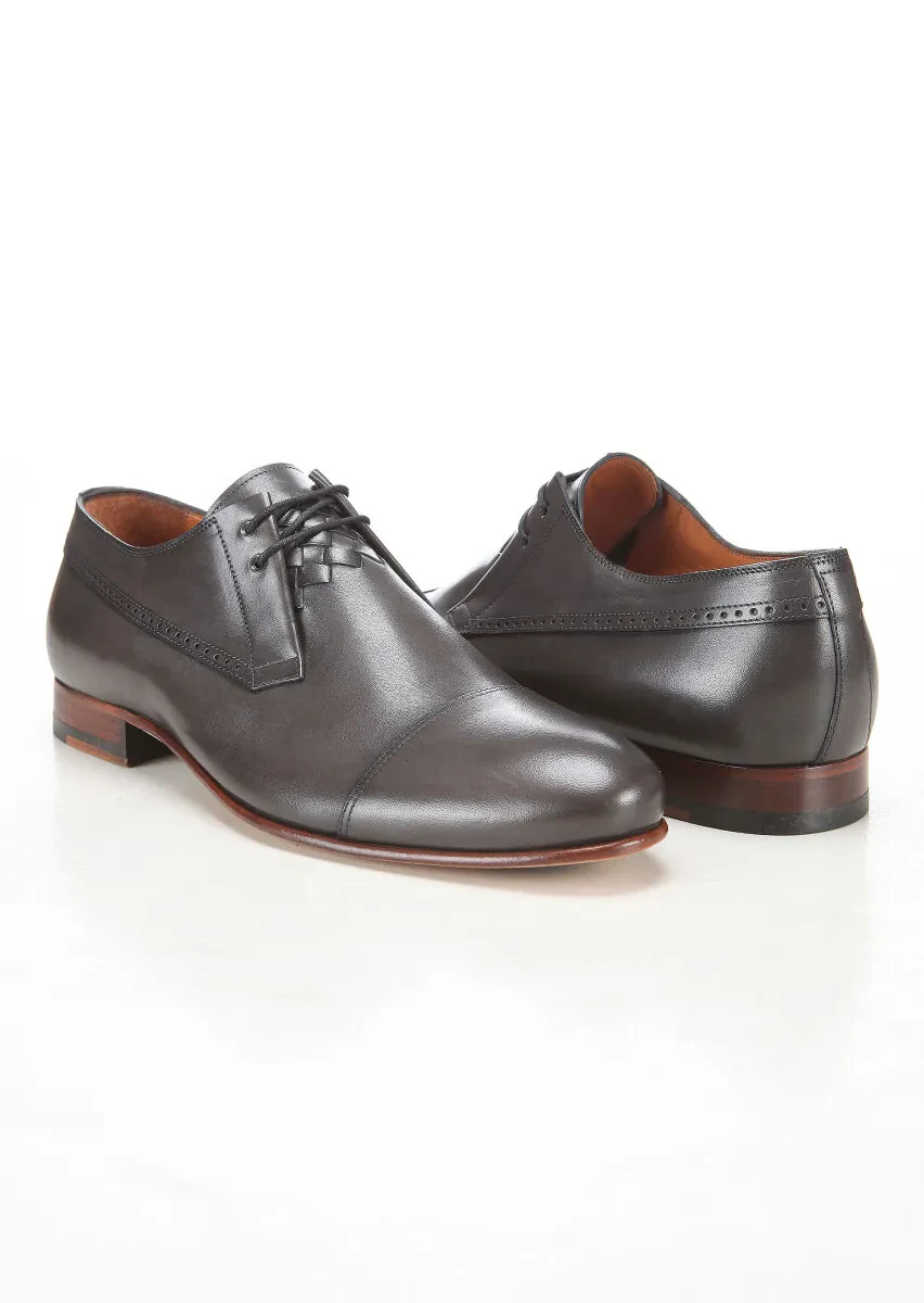 Antrasit Deri Klasik Ayakkabı - 4
