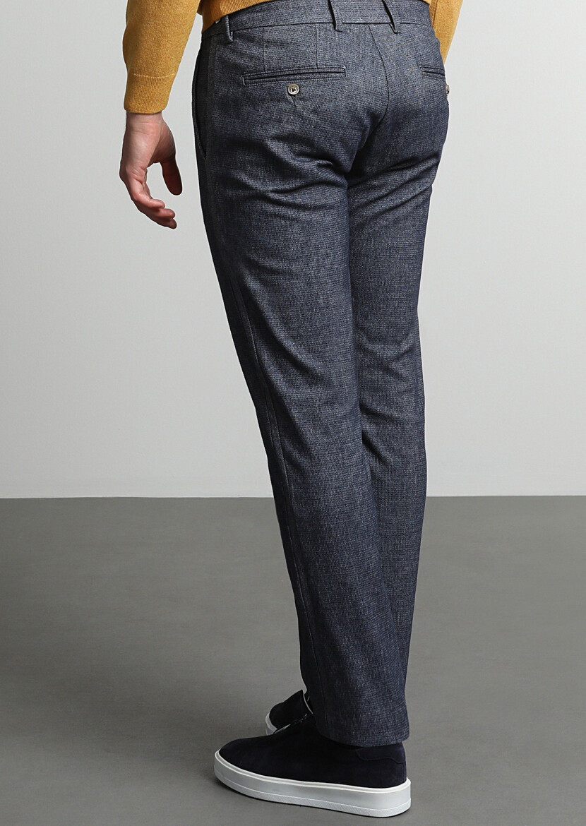 Antrasit Desenli Dokuma Regular Fit Casual Pamuk Karışımlı Pantolon - 4