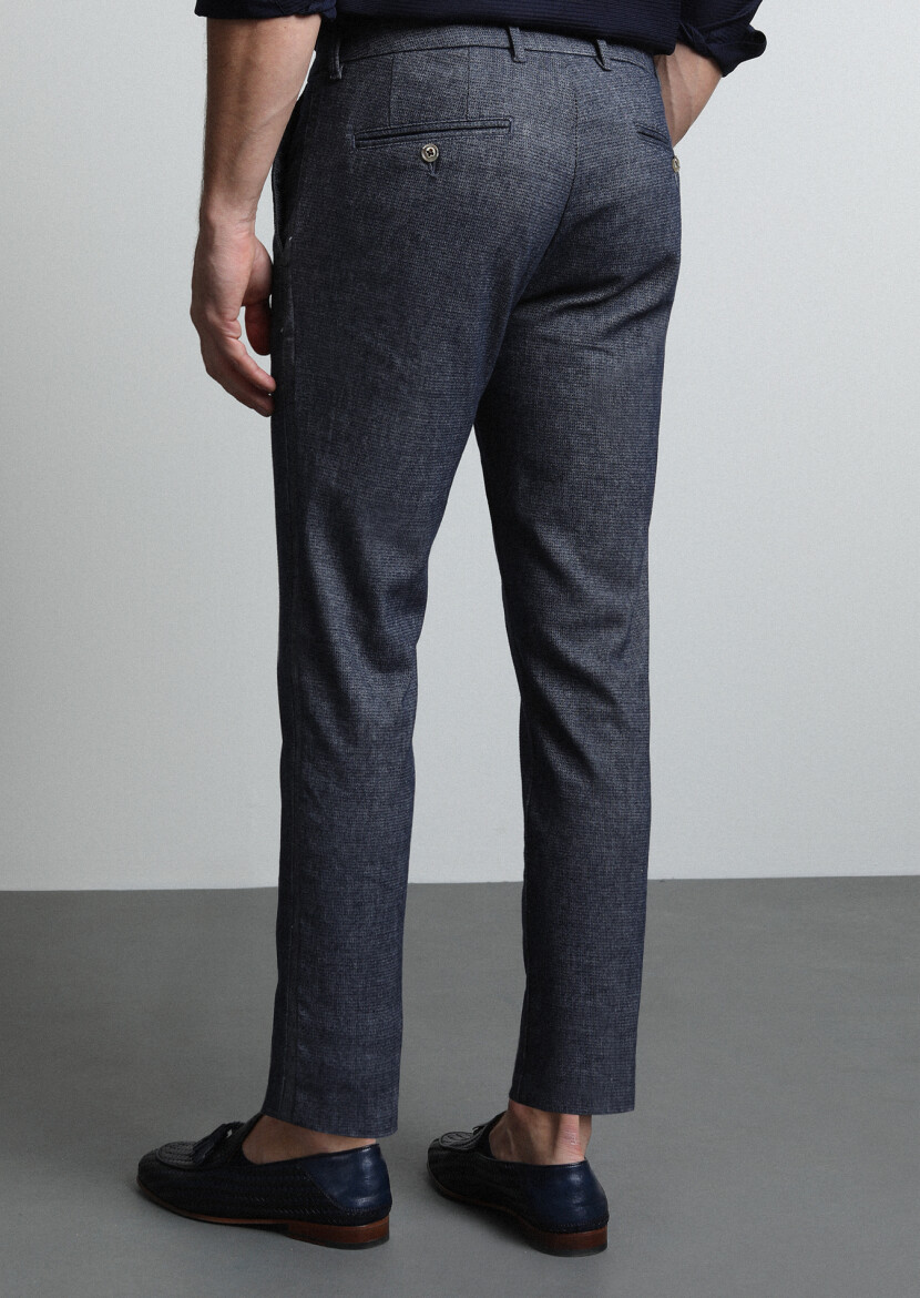 Antrasit Desenli Dokuma Regular Fit Casual Pamuk Karışımlı Pantolon - 5