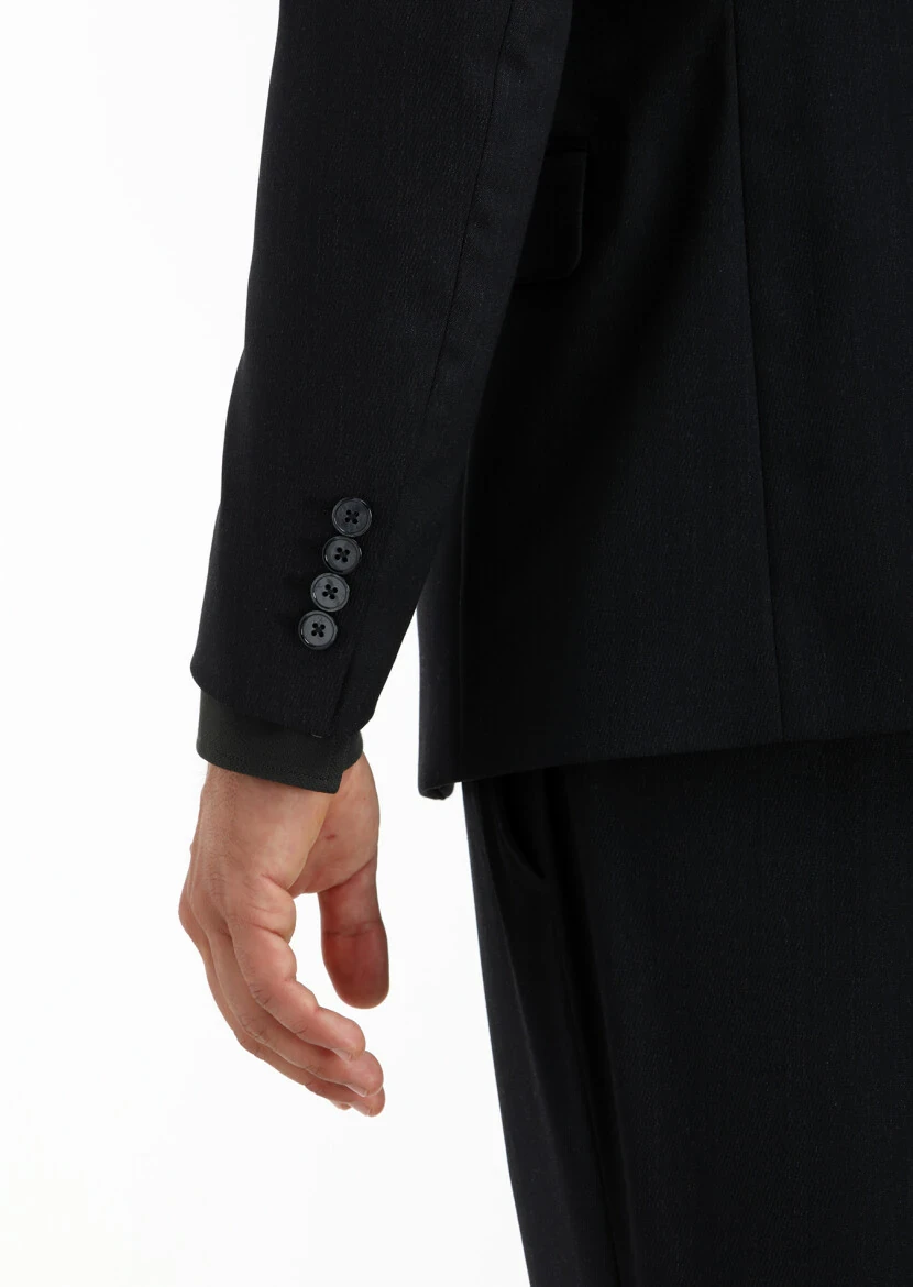 Antrasit Desenli Modern Fit Yün Karışımlı Takım Elbise - 4