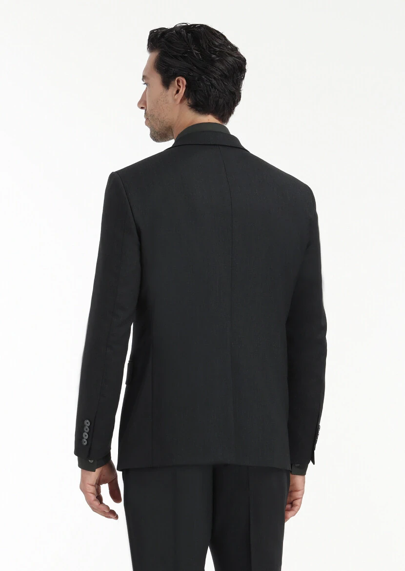 Antrasit Desenli Modern Fit Yün Karışımlı Takım Elbise - 6