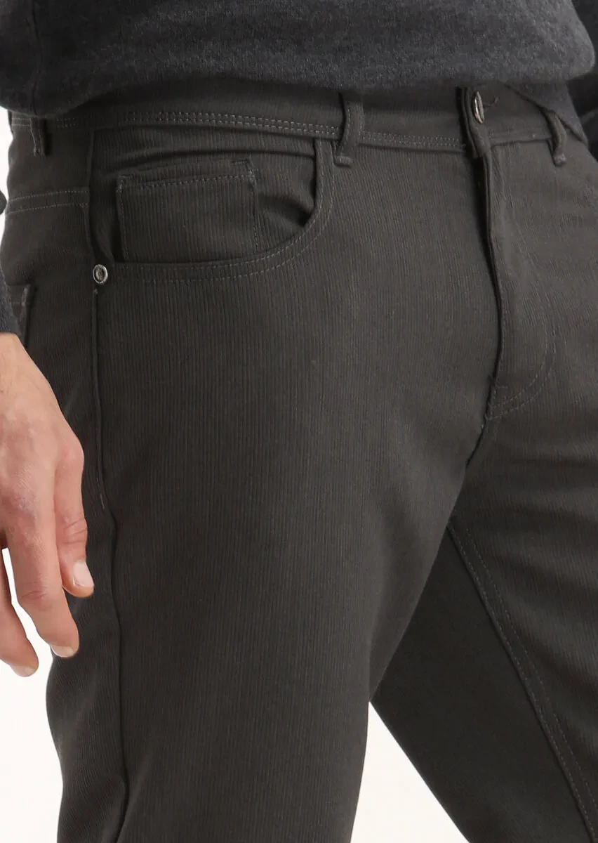 Antrasit Dokuma Slim Fit Casual Pantolon - 3