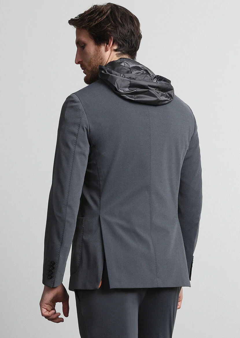 Antrasit Düz Comfort Fit Örme Takım Elbise - 5