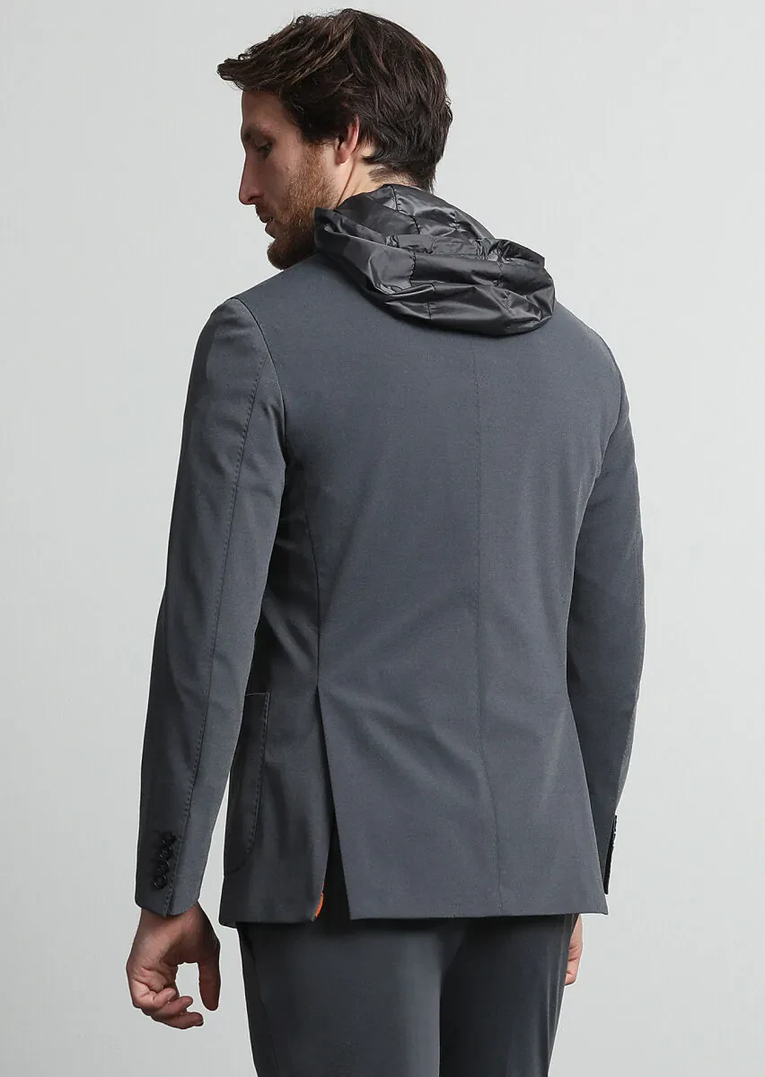 Antrasit Düz Comfort Fit Örme Takım Elbise - 5