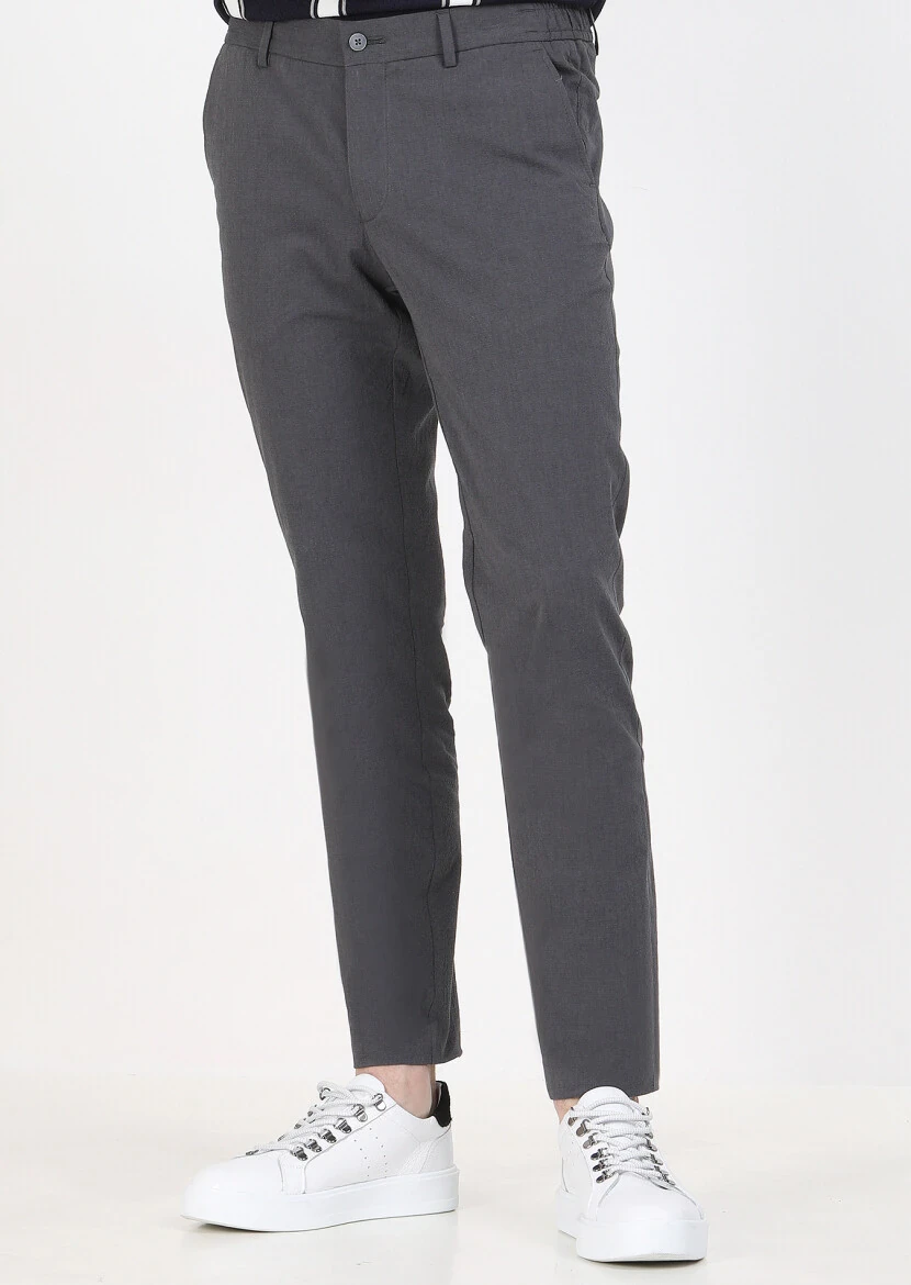 Antrasit Düz Dokuma Jogging Fit Casual Pamuk Karışımlı Pantolon 