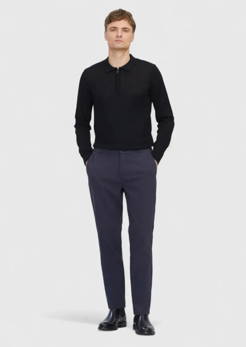 Antrasit Düz Dokuma Jogging Fit Casual Pamuk Karışımlı Pantolon - 1