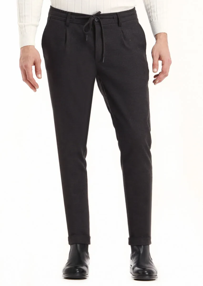 Antrasit Düz Dokuma Jogging Fit Casual Pantolon - 2