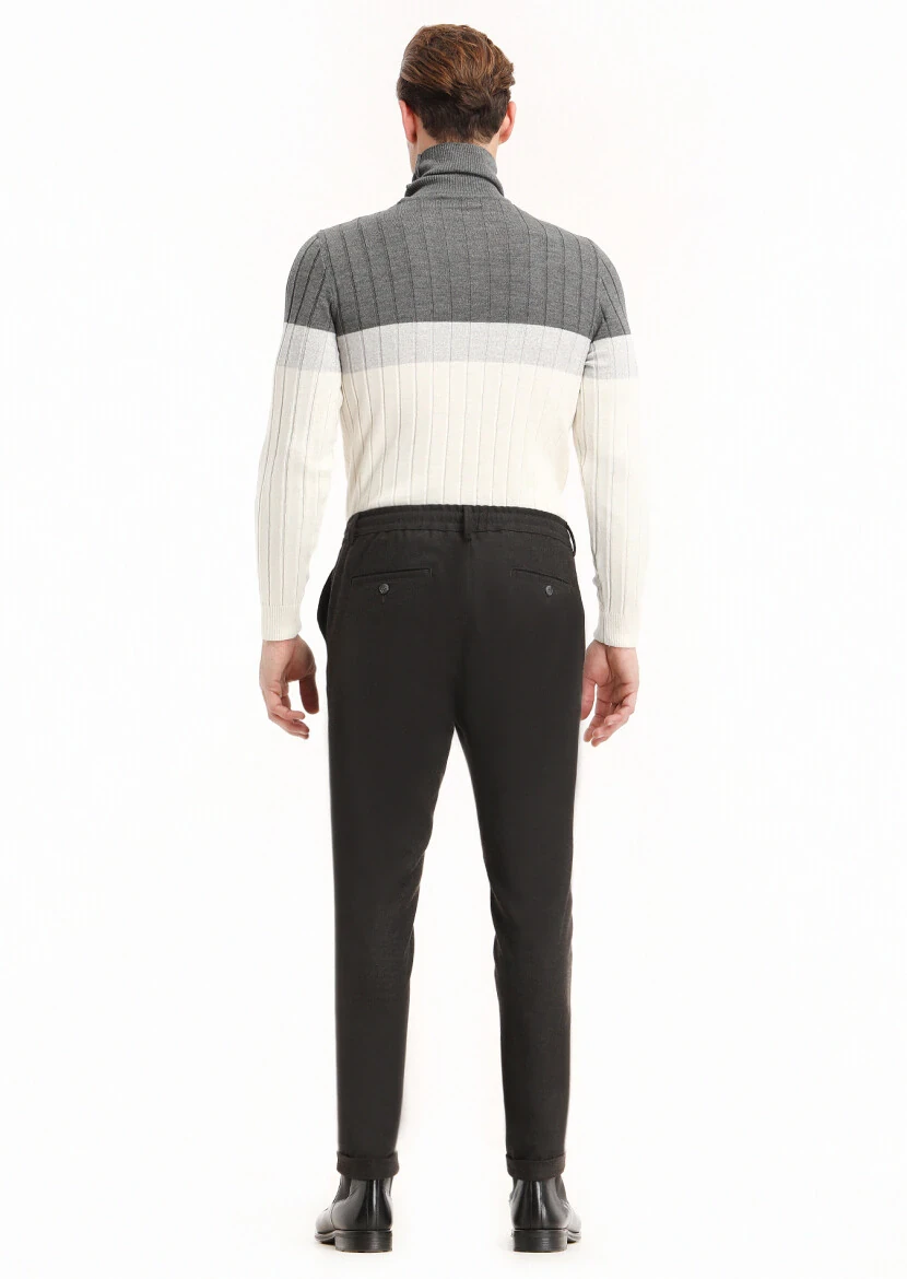 Antrasit Düz Dokuma Jogging Fit Casual Pantolon - 4