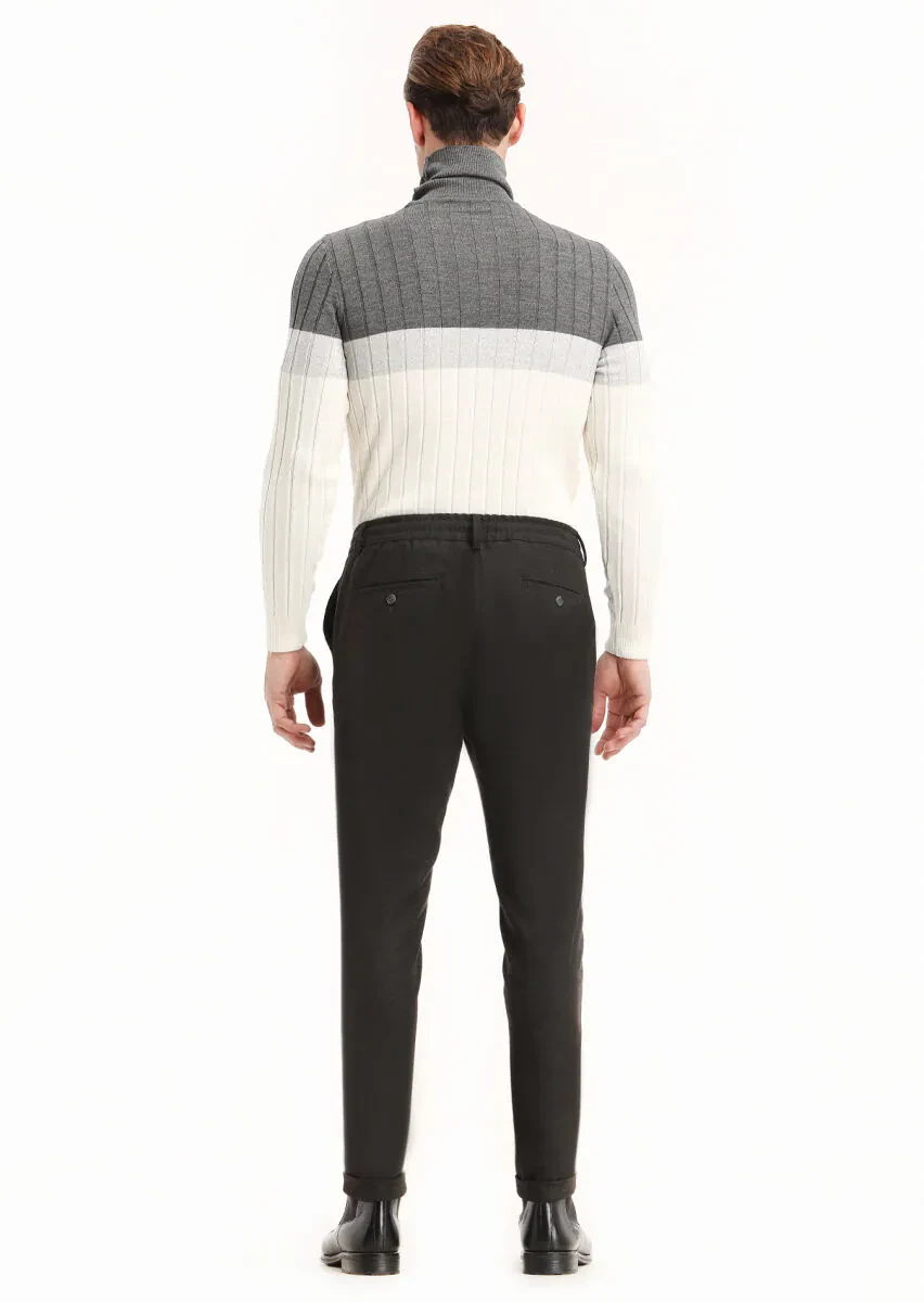 Antrasit Düz Dokuma Jogging Fit Casual Pantolon - 4