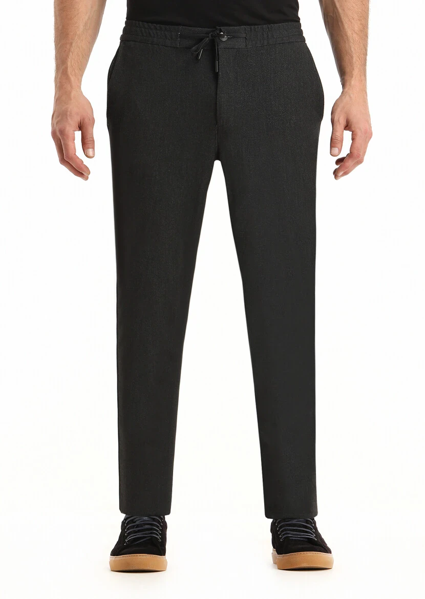 Antrasit Düz Dokuma Jogging Fit Casual Pantolon 