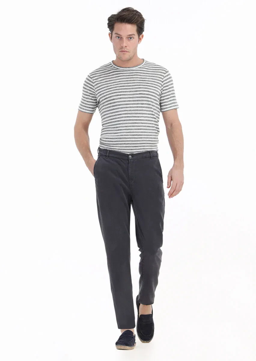 Antrasit Düz Dokuma Jogging Fit Casual Pantolon - 1