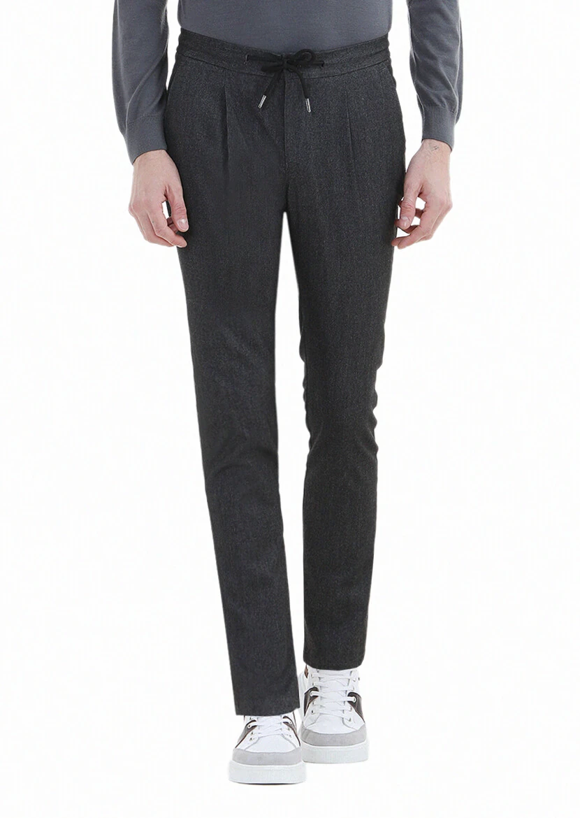 Antrasit Düz Dokuma Jogging Fit Casual Pantolon 