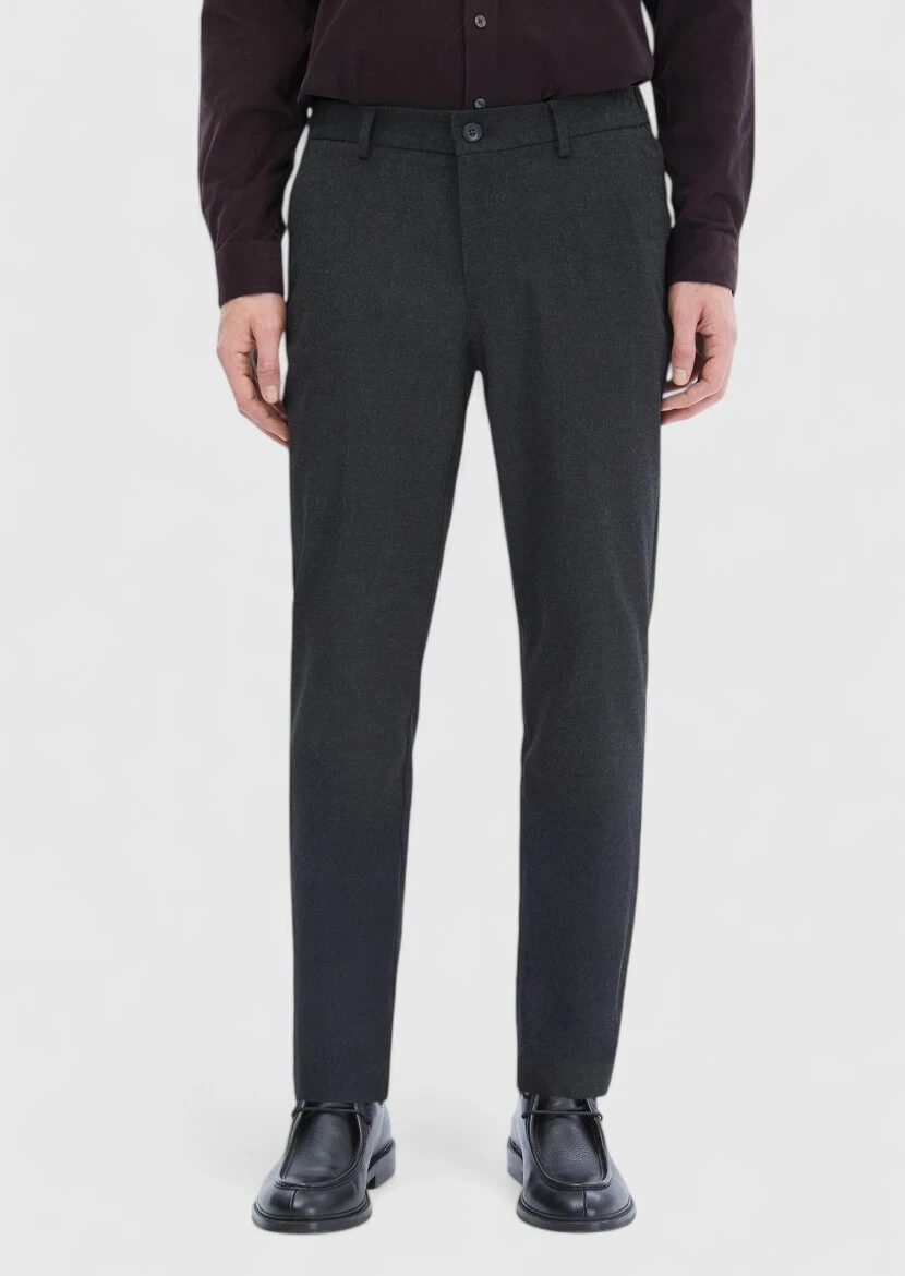 Antrasit Düz Dokuma Jogging Fit Casual Pantolon 