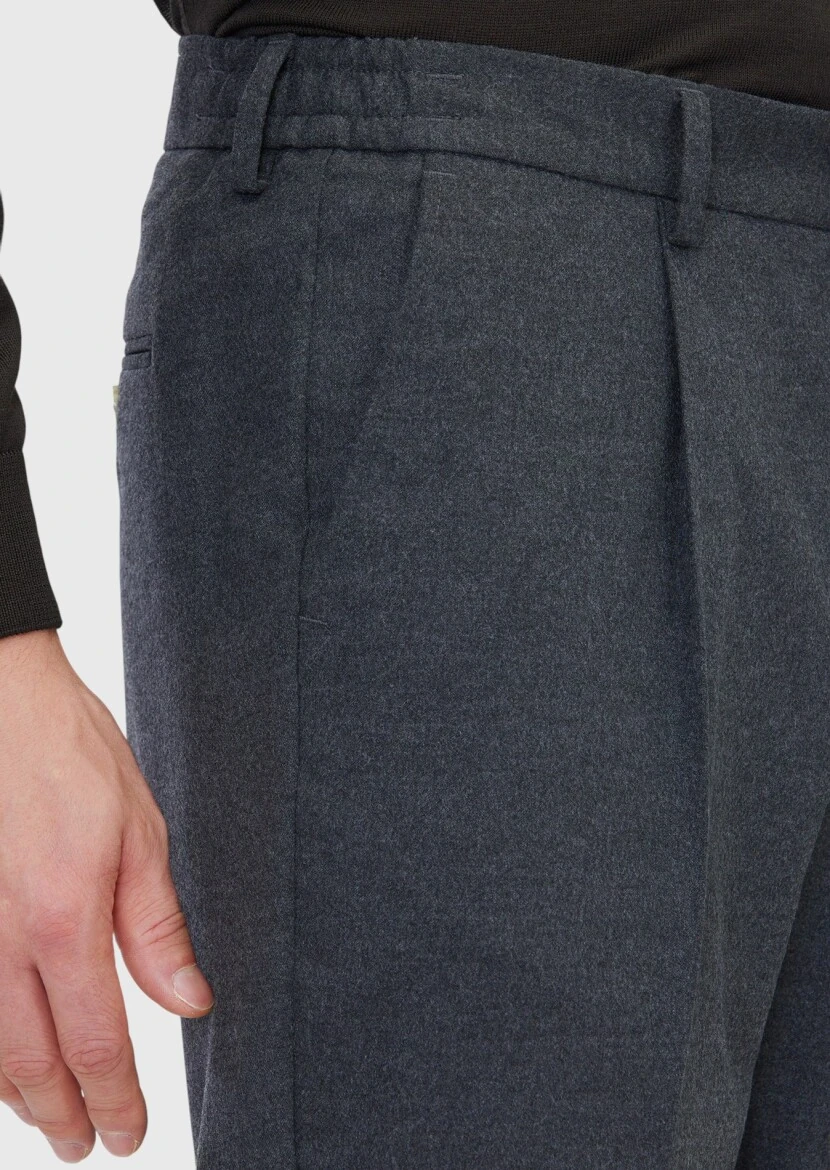 Antrasit Düz Dokuma Modern Fit Casual Pantolon - 3