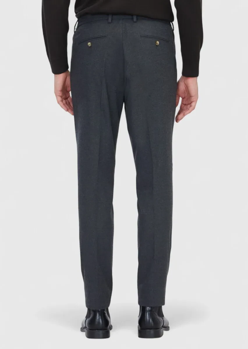 Antrasit Düz Dokuma Modern Fit Casual Pantolon - 4