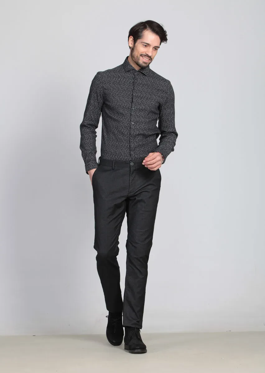 Antrasit Düz Dokuma Regular Fit Casual Pantolon - 1