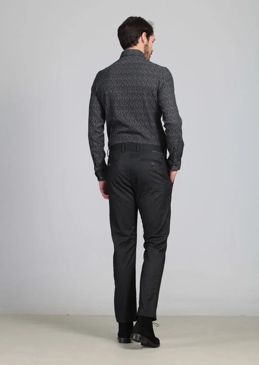 Antrasit Düz Dokuma Regular Fit Casual Pantolon - 4