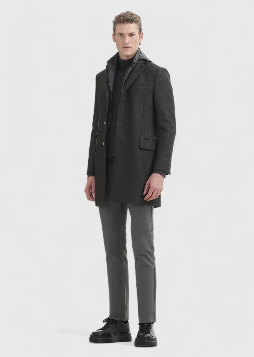 Antrasit Düz Dokuma Slim Fit Casual %100 Pamuk Pantolon - 3