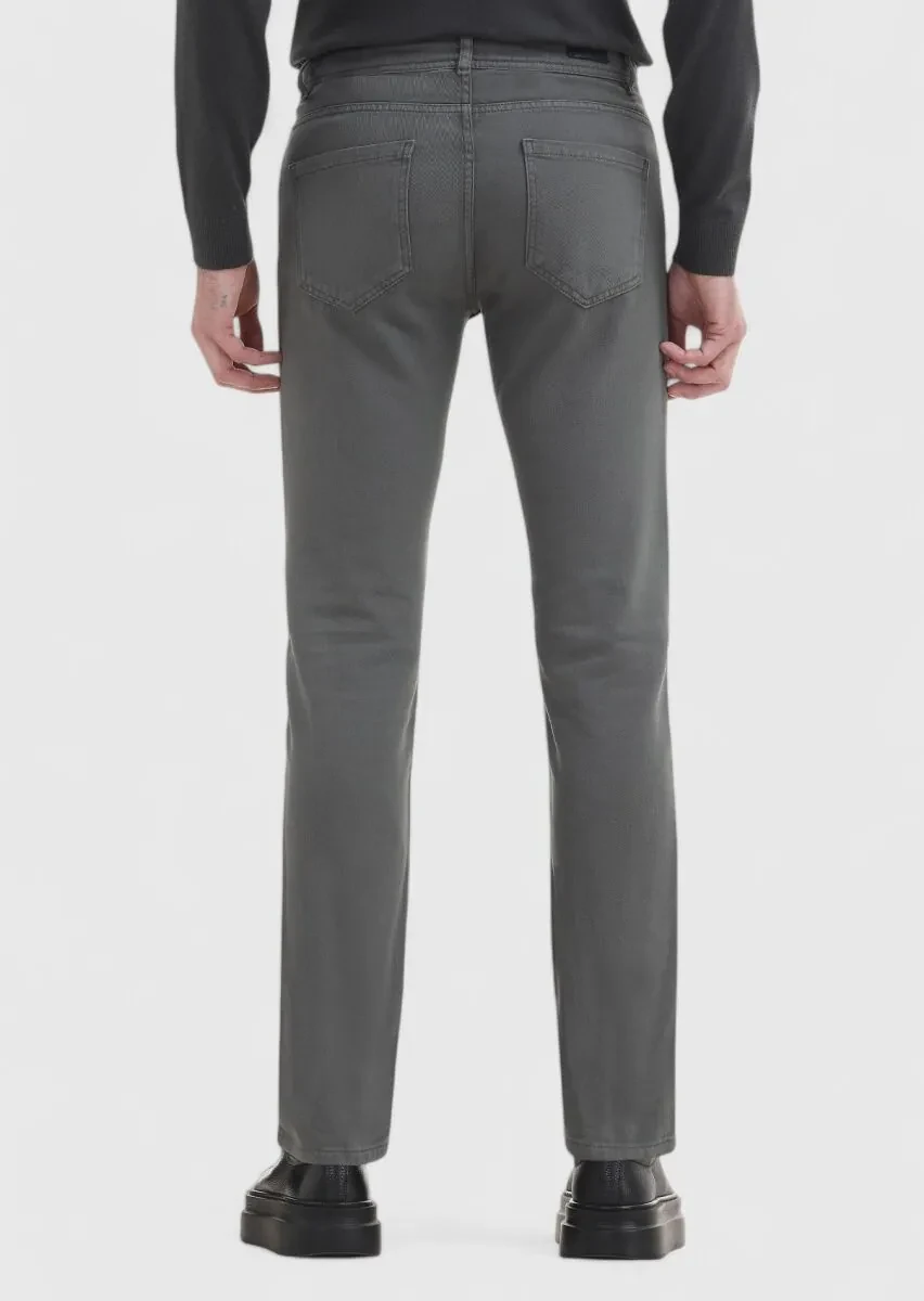 Antrasit Düz Dokuma Slim Fit Casual %100 Pamuk Pantolon - 5