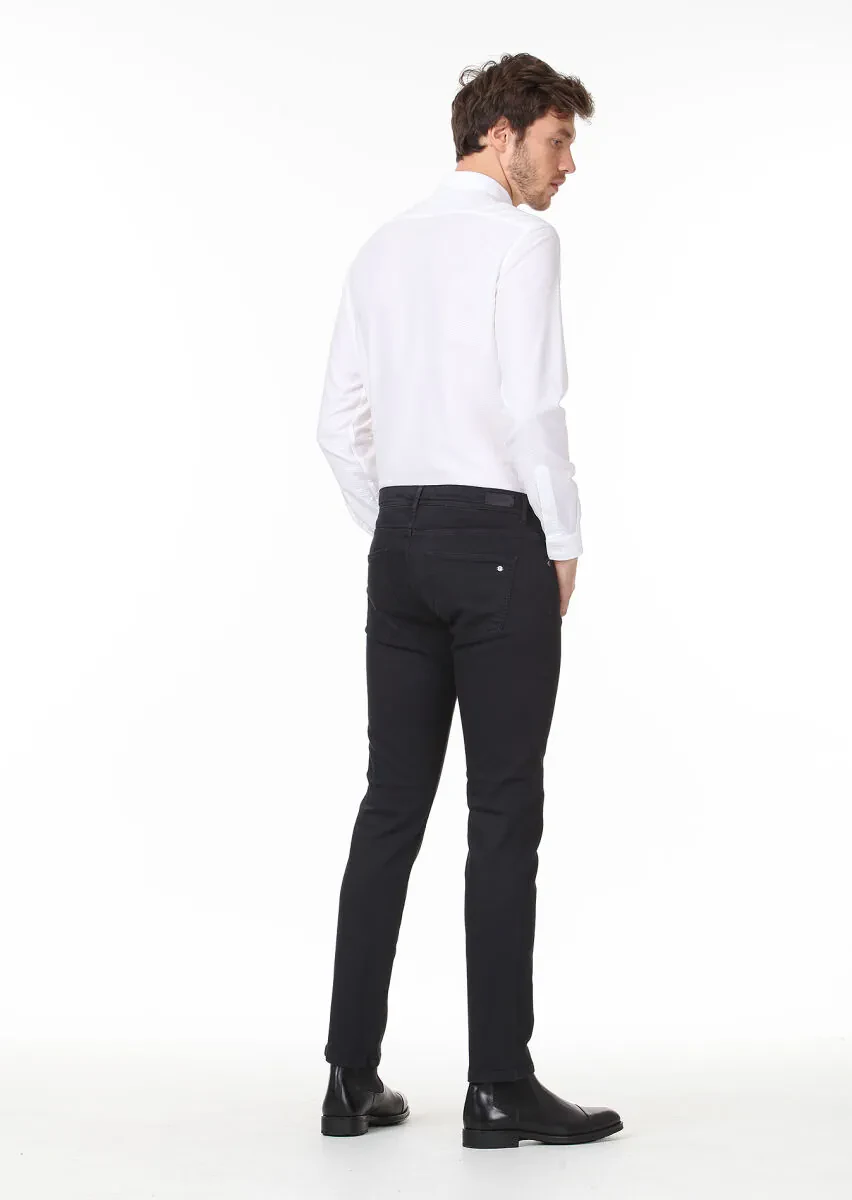 Antrasit Düz Dokuma Slim Fit Casual Pamuk Karışımlı Pantolon - 4