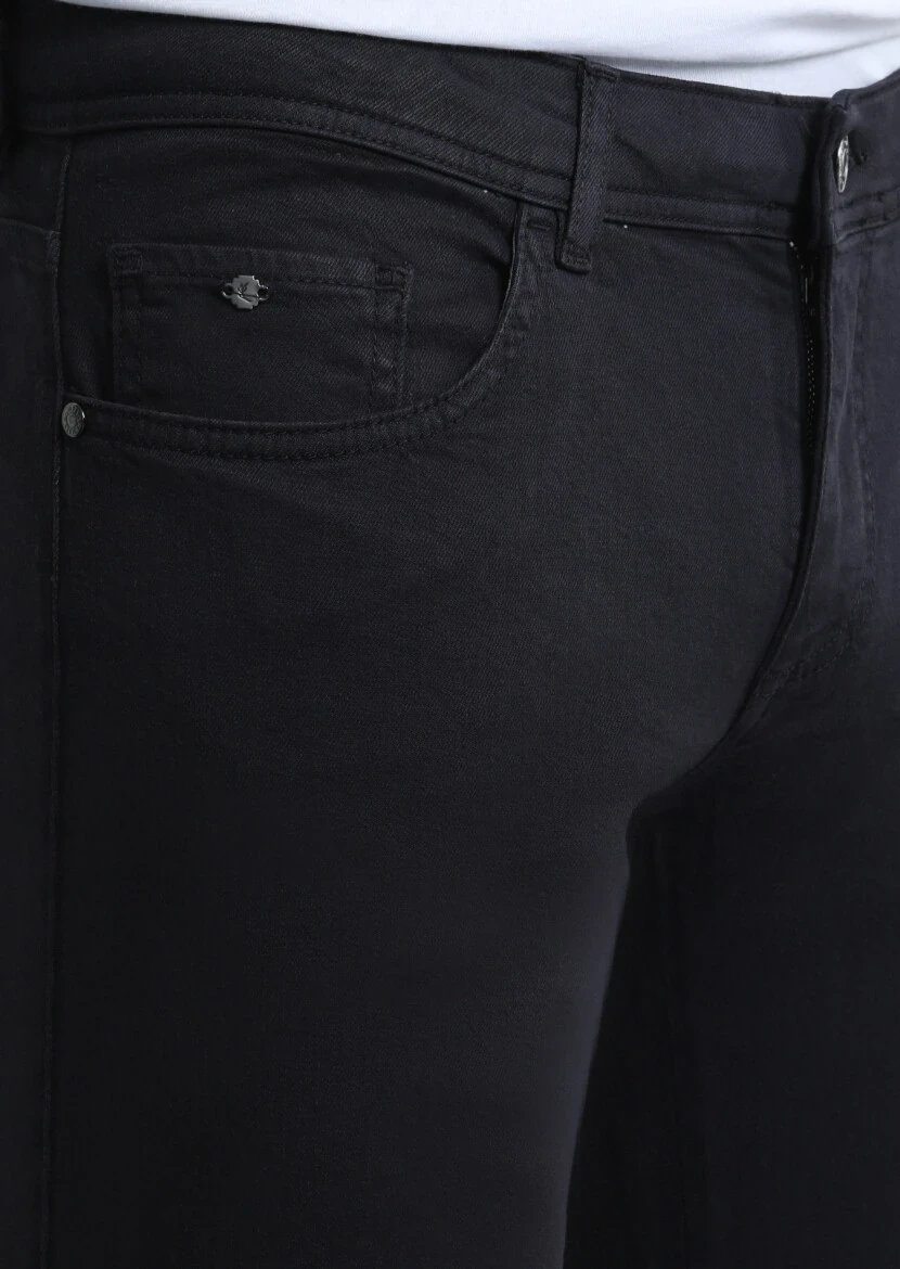 Antrasit Düz Dokuma Slim Fit Casual Pamuk Karışımlı Pantolon - 3