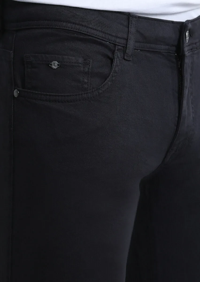 Antrasit Düz Dokuma Slim Fit Casual Pamuk Karışımlı Pantolon - 3