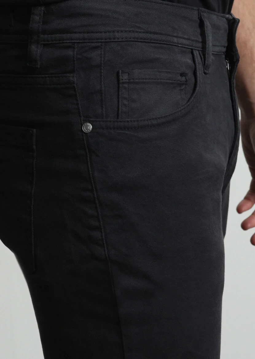 Antrasit Düz Dokuma Slim Fit Casual Pamuk Karışımlı Pantolon 
