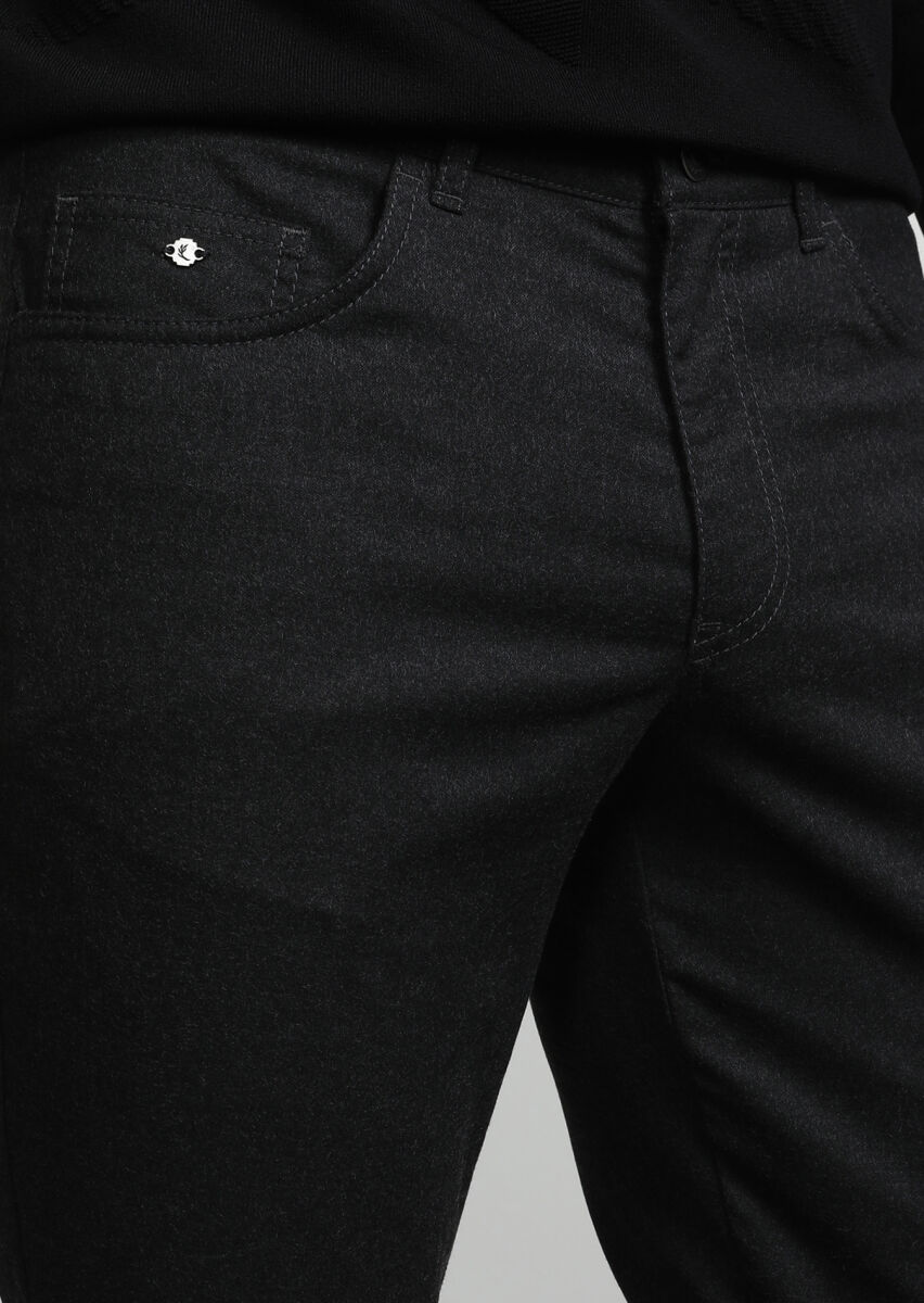 Antrasit Düz Dokuma Slim Fit Casual Pantolon - 2