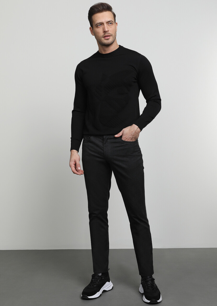 Antrasit Düz Dokuma Slim Fit Casual Pantolon - 3