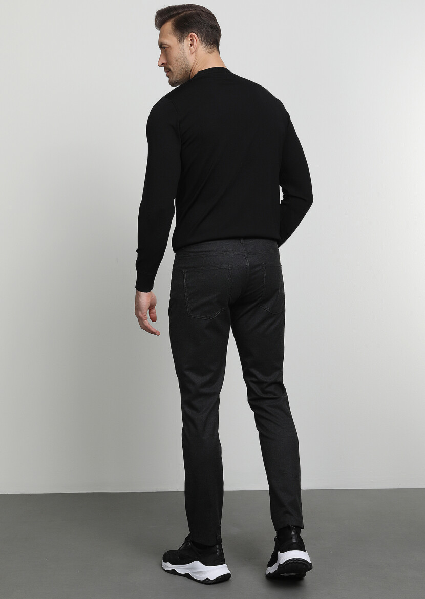 Antrasit Düz Dokuma Slim Fit Casual Pantolon - 4