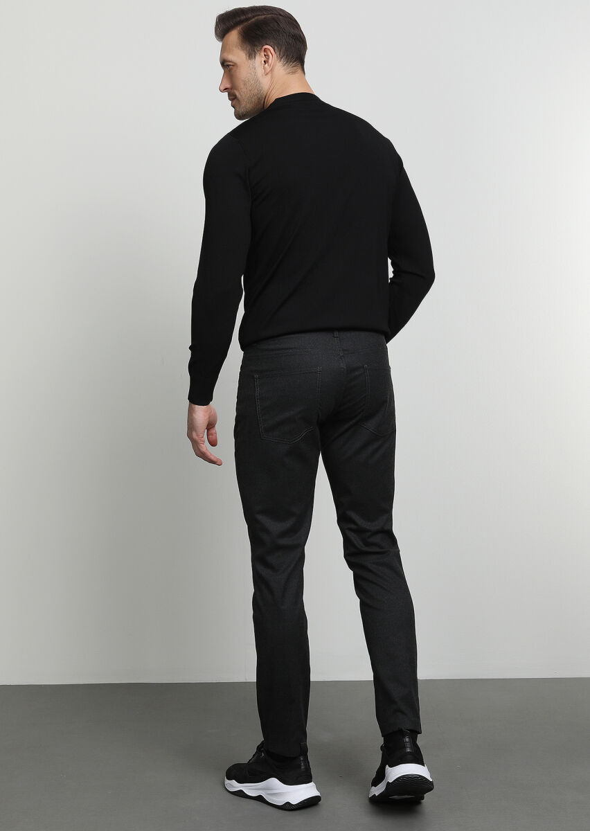 Antrasit Düz Dokuma Slim Fit Casual Pantolon - 4