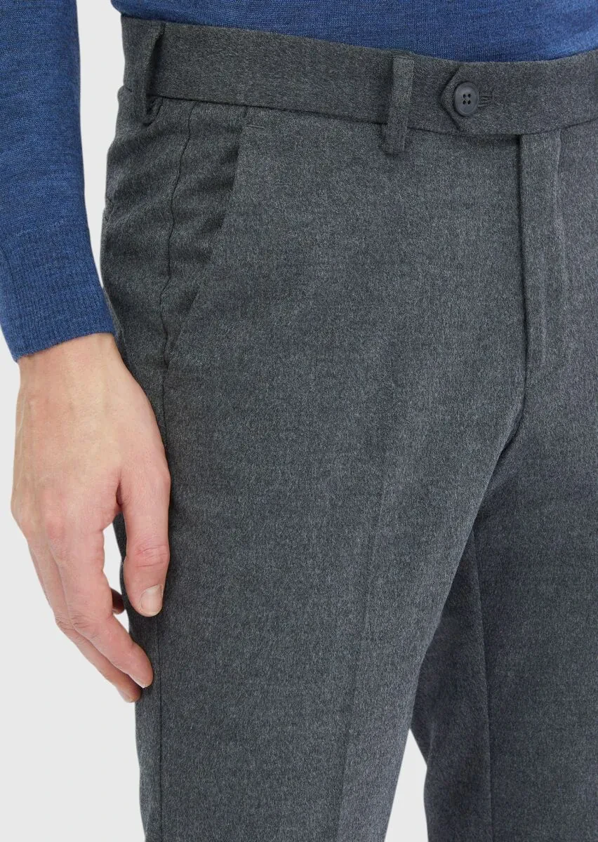 Antrasit Düz Dokuma Slim Fit Klasik Pantolon - 3