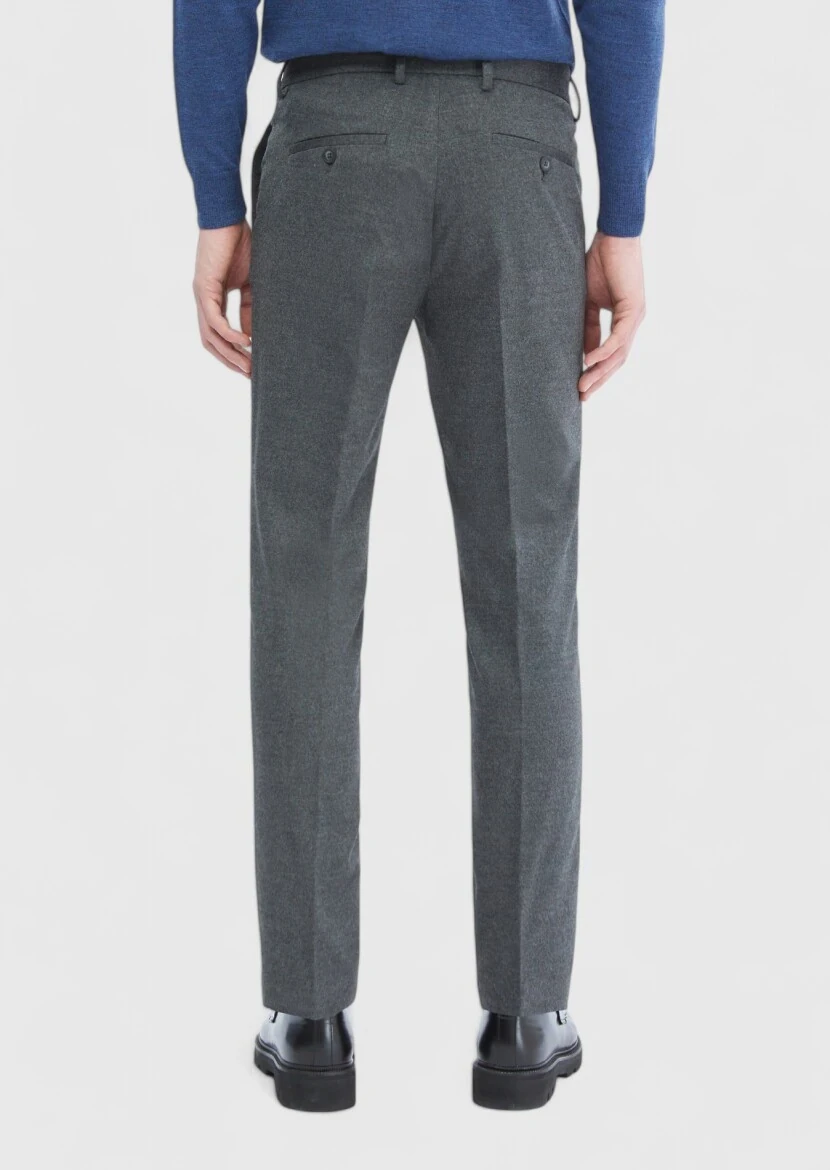 Antrasit Düz Dokuma Slim Fit Klasik Pantolon - 4