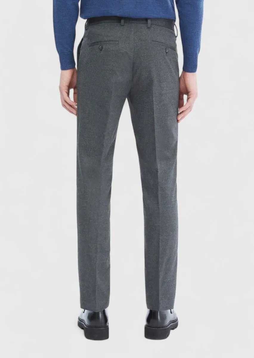 Antrasit Düz Dokuma Slim Fit Klasik Pantolon - 4