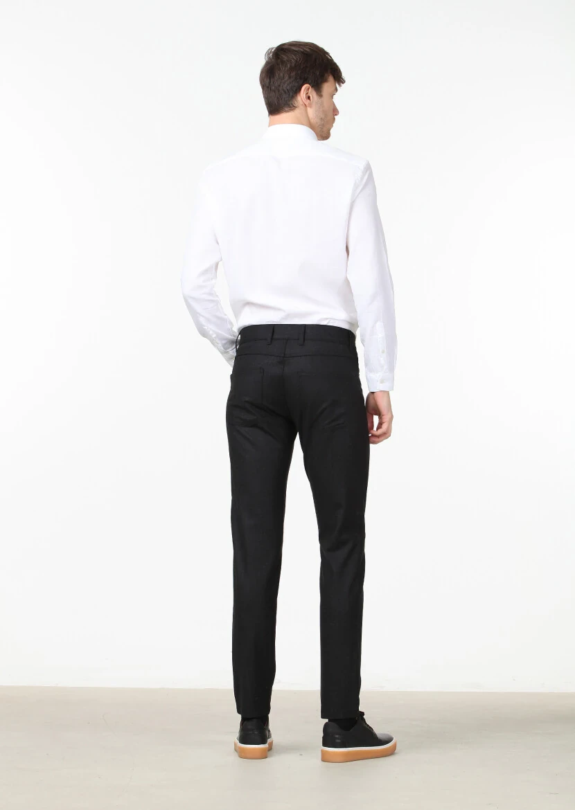 Antrasit Düz Kumaş Slim Fit Casual Yün Karışımlı Pantolon - 4